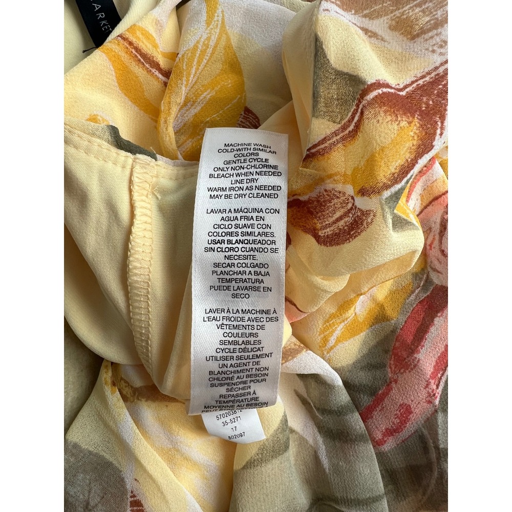 WHBM Womens Size 8 Slip Mini Dress Yellow Green Floral Leaf Tropical Boho Resort - Picture 11 of 13
